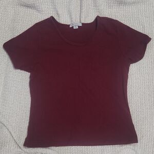 Port Authority Womens XL Burgundy Scoop Neck Short Sleeve Stretch T-Shirt
